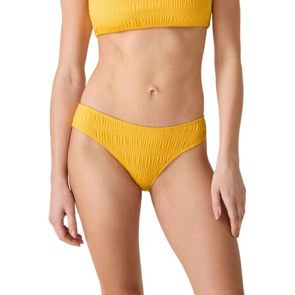 NWOT Andie Swim Women's Sunstruck Yellow Classic Bikini Bottom Smocked Med 2268 - Picture 1 of 9